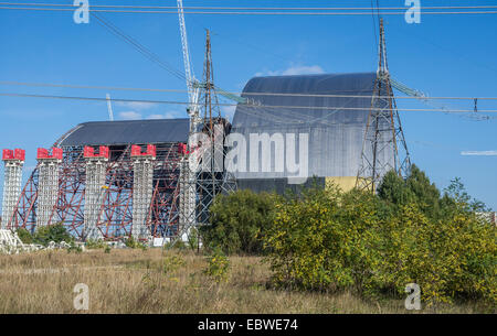 Neue sichere Entbindung gebaut, um alte Sarkophag des nuklearen Reaktor Nummer 4 im Kernkraftwerk Tschernobyl, Ukraine enthalten Stockfoto