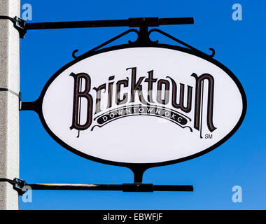 Melden Sie sich an den historischen Bricktown District von Oklahoma City, OK, USA Stockfoto