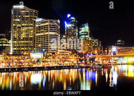 Darling Harbour in der Nacht, Australien, New South Wales, Sydney Stockfoto