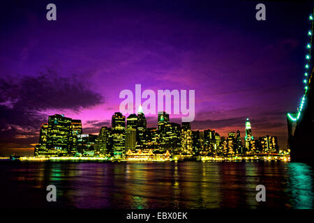 Bunte Nacht New York City, USA, New York City Stockfoto