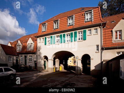 Torhaus, Torhaus, der ehemalige Bergmann Bezirk Schuengelberg, Deutschland, Nordrhein-Westfalen, Ruhrgebiet, Gelsenkirchen Stockfoto