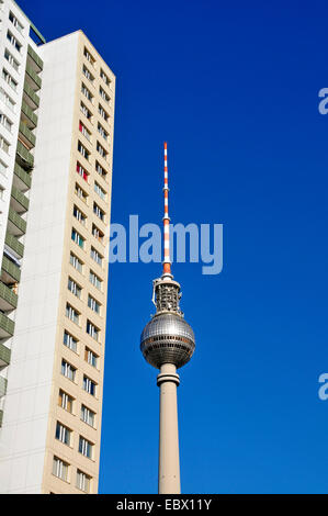 TV Tower und Tower Block, Deutschland, Berlin Stockfoto