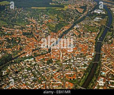 Blick zur Stadt mit Bamberger Dom, Deutschland, Bayern, Regnitz, Bamberg Stockfoto