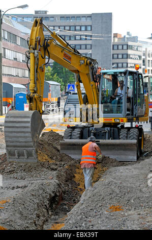 Baustelle in der Kampstraße in der Stadt Dortmund, Deutschland, Nordrhein-Westfalen Stockfoto