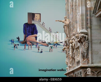 moderne Werbung in Mailand Kathedrale, Italien, Mailand Stockfoto