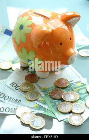 Sparschwein und Euro Stockfoto