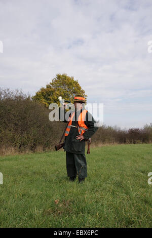 Jagd-Horn-Gebläse Abbruch Treibjagd, Deutschland Stockfoto