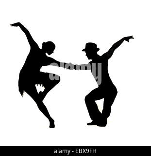 Silhouette eines Balletts tanzen junge Pärchen Stockfoto