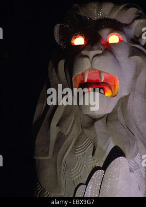 Nacht-Bild des Merlion Statue in Sentosa Island, Singapur, Sentosa Stockfoto