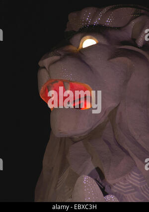 Nacht-Bild des Merlion Statue in Sentosa Island, Singapur, Sentosa Stockfoto