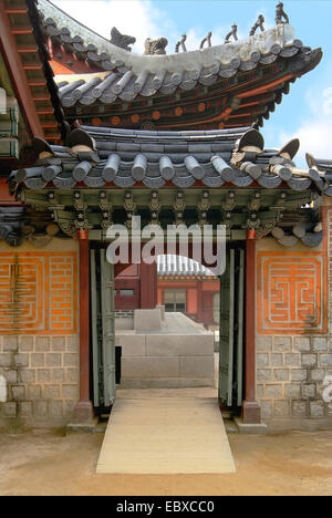 architektonisches Detail der Gyeongbokgung Palace, Südkorea, Seoul Stockfoto