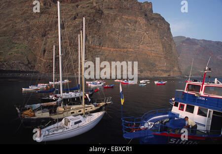 Der Hafen in Vueltas, Valle Gran Rey, Kanarische Inseln, La Gomera Stockfoto