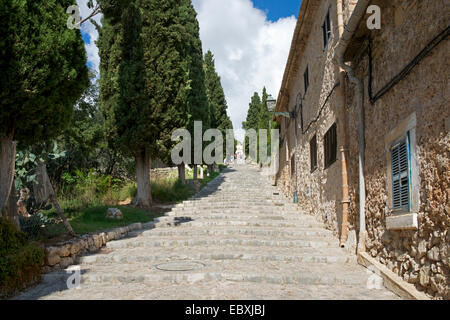 Calvari Stufen zum Calvati Kapelle Pollenca Mallorca Spanien Stockfoto
