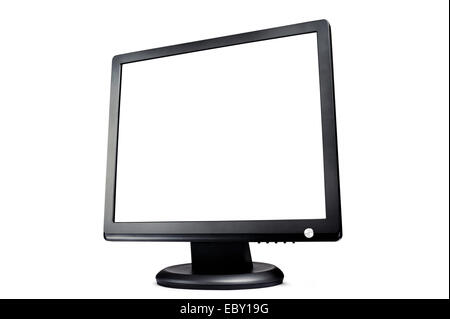 LCD-Monitor mit weißen Bildschirm, isoliert auf weiss Stockfoto
