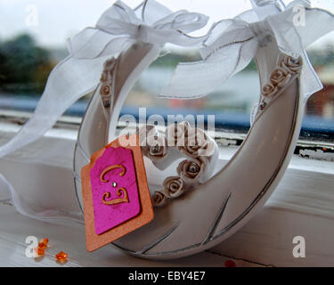 Tischdekoration Hochzeit Hufeisen Stockfoto