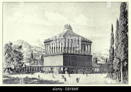 Mausoleum von Halikarnassos (ca. 350BC) illustriert von Friedrich Adler (1827-1908) rekonstruiert. Siehe Beschreibung für mehr Informationen. Stockfoto