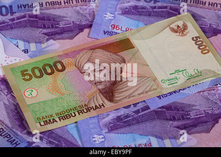 Verschiedene Rupiah Banknoten aus Indonesien Stockfoto