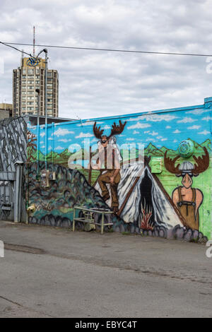 Ein Wandbild an einer Wand in Anchorage, Alaska, USA Stockfoto