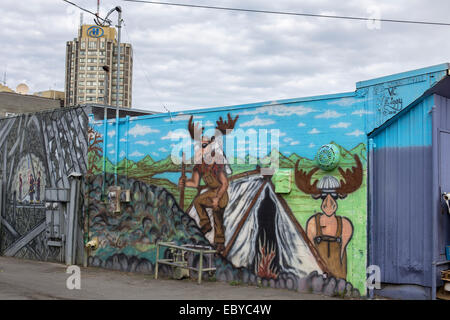 Ein Wandbild an einer Wand in Anchorage, Alaska, USA Stockfoto