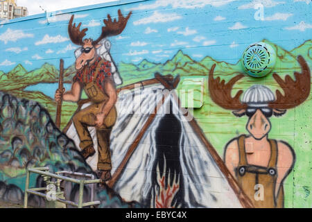 Ein Wandbild an einer Wand in Anchorage, Alaska, USA Stockfoto