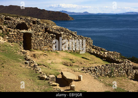 Chinkana archäologische Stätte von Tiwanaku (Tiahuanaco) Herkunft auf Isla del Sol im Titicacasee, Bolivien Stockfoto