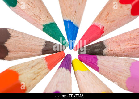 Makroaufnahme einer isoliert Holz Buntstifte Stockfoto