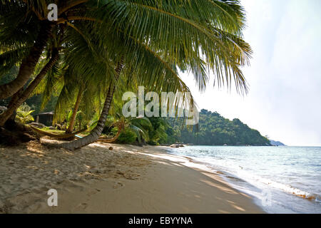 Unbewohnt, schmal und ruhigen Petani Beach auf Perhentian Kecil Island in Malaysia Stockfoto