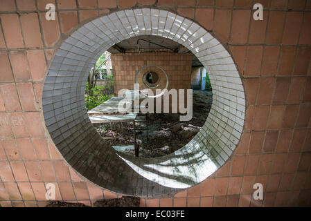 Mittelschule Nummer 3 in Pripyat verlassene Stadt, Sperrzone von Tschernobyl, Ukraine Stockfoto