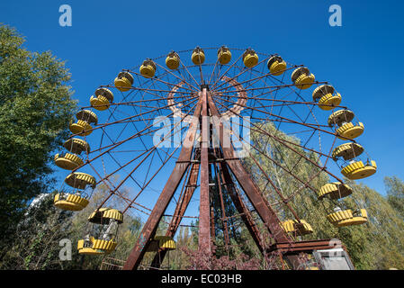 Riesenrad Kirmes im City Park of Pripyat verlassene Stadt, Sperrzone von Tschernobyl, Ukraine Stockfoto