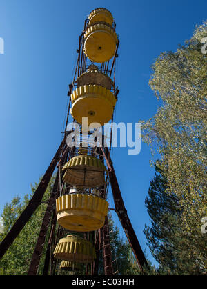 Riesenrad Kirmes im City Park of Pripyat verlassene Stadt, Sperrzone von Tschernobyl, Ukraine Stockfoto