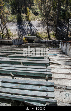 Stadion "Avangard" in Pripyat verlassene Stadt, Sperrzone von Tschernobyl, Ukraine Stockfoto