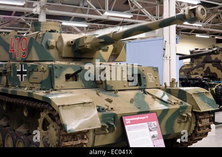 Die Exponate auf dem Tank Museum Bovington Dorset England UK WW2 deutsche Panzer IV D Stockfoto