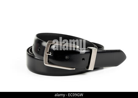 Ledergürtel, isoliert auf weiss Stockfoto