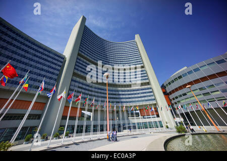 Internationale Atomenergie-Organisation (IAEO) zentrale Gebäude im Zentrum Vereinten Nationen in Wien, Österreich. Stockfoto