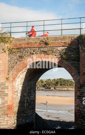 Padstow Santa Run 2014 Santa Bike Ride Cornwall Stockfoto