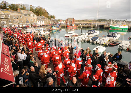 Padstow Santa Run 2014 Santa Bike Ride Cornwall Stockfoto