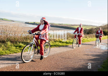 Padstow Santa Run 2014 Santa Bike Ride Cornwall Stockfoto