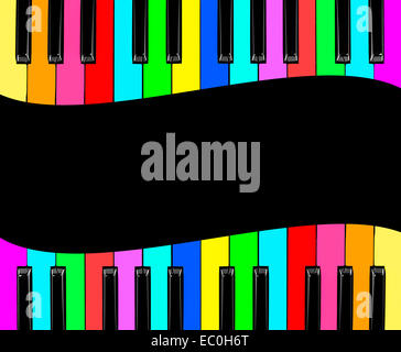 Farbe Klavier auf schwarzem Hintergrund isoliert Stockfoto