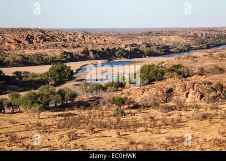 Mapungubwe Nationalpark, Ansicht von Limpopo und Shashi Fluss Mündung, Limpopo Provinz, Südafrika Stockfoto