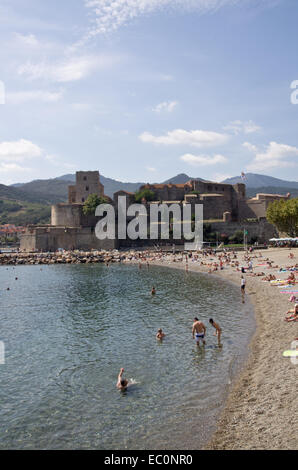 Collioure Plage Boramar Stockfoto