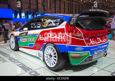 Genf - März 8: Der Ford Fiesta RS WRC auf dem Display auf der 81. International Motor Show Palexpo-Genf am 8. März 2011 in Genf, Stockfoto