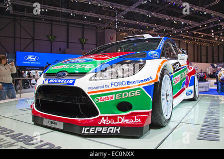 Genf - März 8: Der Ford Fiesta RS WRC auf dem Display auf der 81. International Motor Show Palexpo-Genf am 8. März 2011 in Genf, Stockfoto