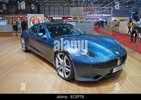 Genf - März 8: Der Fisker Karma auf der 81. internationalen Autosalon Palexpo-Genf am 8. März; 2011 in Genf, Schweiz. Stockfoto