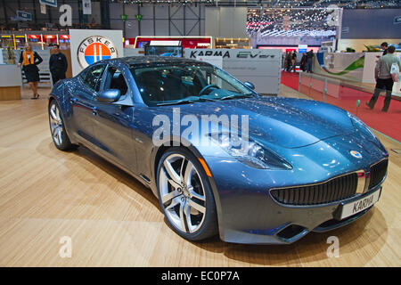 Genf - März 8: Der Fisker Karma auf der 81. internationalen Autosalon Palexpo-Genf am 8. März; 2011 in Genf, Schweiz. Stockfoto