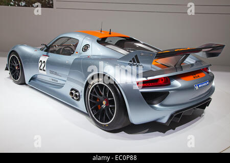 Genf - März 8: Der Porsche 918 RSR auf dem Display auf der 81. International Motor Show Palexpo-Genf am 8. März; 2011 in Genf Stockfoto