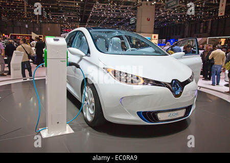 Genf - März 8: Der Renault Zoe voll Elektro-Konzeptfahrzeug auf dem Display auf der 81. International Motor Show Palexpo-Genf auf M Stockfoto
