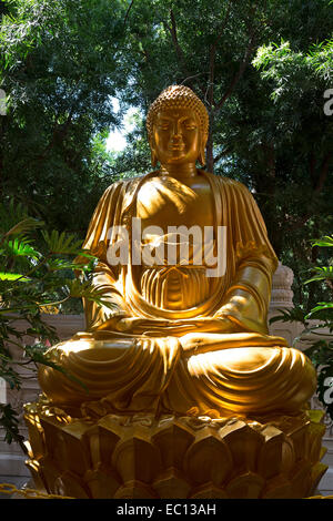 Statue von Sakyamuni Buddha Sakyamuni Buddha, Buddha, buddhistische Tempel, Hsi Lai Tempel, Stadt der Hacienda Heights, Los Angeles County, Kalifornien Stockfoto