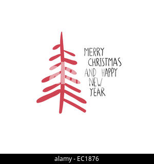 Frohe Weihnachtsgrußkarte Hand gezeichneten Komposition Stockfoto