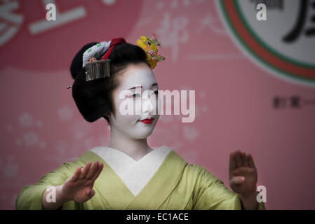 Echte Geisha in Kyoto, Japan. Stockfoto