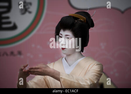 Echte Geisha in Kyoto, Japan. Stockfoto